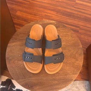 CROCS Women's Platform Sandals - Black and Tan